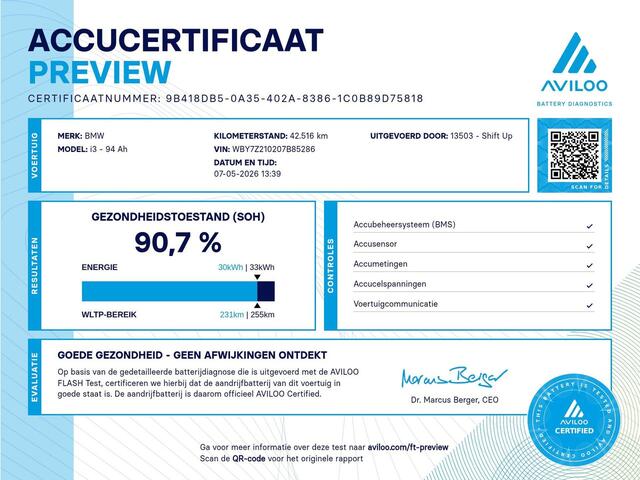 BMW i3 94Ah 33 kWh Schuifdak | Harman Kardon | Camera