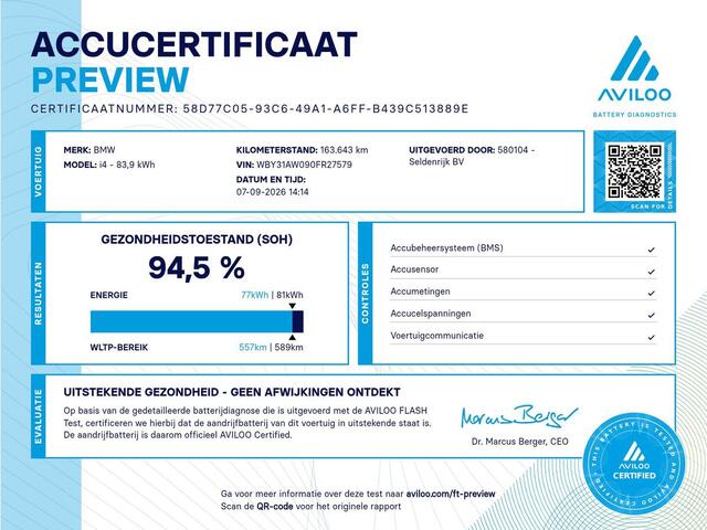 BMW i4 M50 High Executive 84 kWh | SOH 94.5% | Leder | Adaptive cruise | M-Sport stoelen | Head up | 360 camera | Memory | Stuur/stoel verwarming | M-sport stuur |
