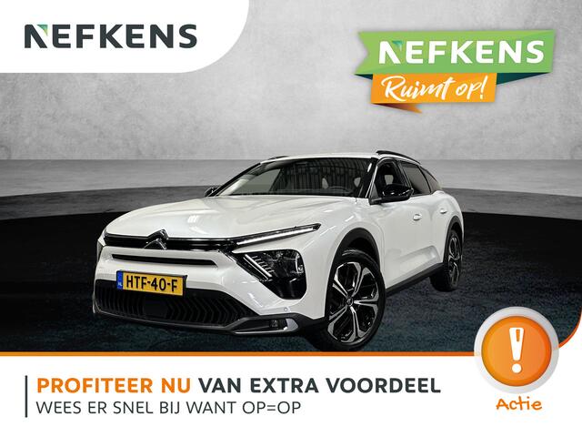 Citroen C5 X 1.2 130PK Plus | AppleCarPlay/AndroidAuto | LEER | Head-Up Display | Stoel/Voorruit/Stuurverwarming | Camera | Navigatie | Adaptive Cruise Control | Climate Control | Keyless entry | Privacy Glass | Isofix |