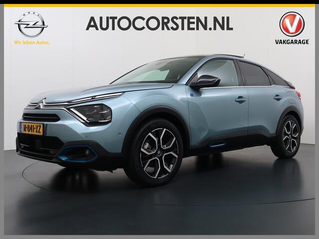 Citroen ë-C4 50kWh SOH 100% Panorama-Schuifdak Stoel+Stuurverwarming Head-Up Display Adap.Cruise 360°Camera Apple Carplay Android Auto Navi Ecc Pdc Shine Keyless Lmv Led Isofix DAB Lane Assist Voorruitverwarming Regen-Lichtsensor Dodehoek detector Bluetooth Rijstrooks