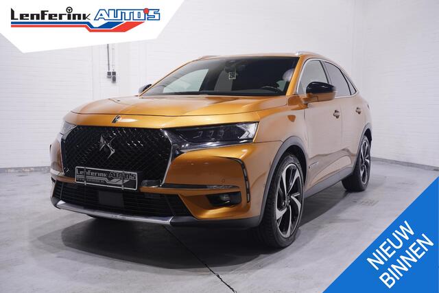 DS DS 7 Crossback 1.6 PureTech La Premiere Curcuma-uitvoering lederen comfort-stoelen panodak 20"-LMV Aplle-carplay Focal-Electra Hi-Fi private-glas electr.-achterklep Camera stoelmassage groot-licht assist lane-assist cruise-controle schakelpaddels aan het stuur 4-zone clima