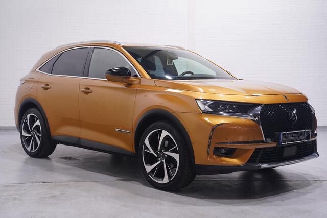 DS DS 7 Crossback 1.6 PureTech La Premiere Curcuma-uitvoering lederen comfort-stoelen panodak 20"-LMV Aplle-carplay Focal-Electra Hi-Fi private-glas electr.-achterklep Camera stoelmassage groot-licht assist lane-assist cruise-controle schakelpaddels aan het stuur 4-zone clima