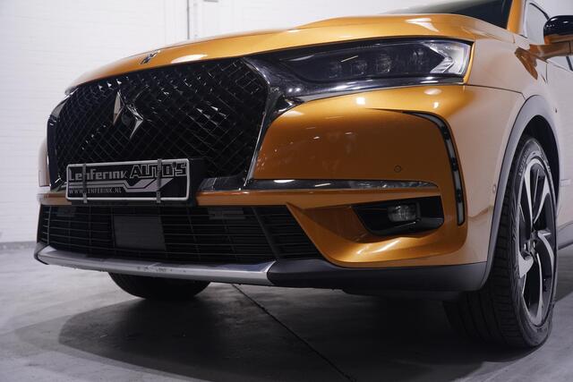 DS DS 7 Crossback 1.6 PureTech La Premiere Curcuma-uitvoering lederen comfort-stoelen panodak 20"-LMV Aplle-carplay Focal-Electra Hi-Fi private-glas electr.-achterklep Camera stoelmassage groot-licht assist lane-assist cruise-controle schakelpaddels aan het stuur 4-zone clima