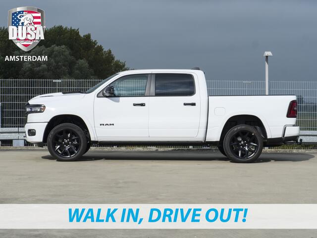 Dodge 1500 RAM Laramie | Night Edition | 2025 Panorama | Niveau regeling | 14,5-inch Touchscreen | Passenger Display Meerprijs extra opties / Accessoires - Deksel, Backflip, Fenders, wraps, Stripings etc