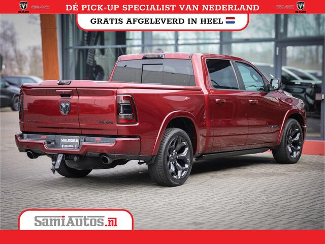 Dodge 1500 Ram 5.7 V8 LIMITED | LUCHTVERING | DIGI CLUSTER | HUD | DIGI BINNENSPIEGEL | MULTI TAILGATE | NIGHT SPORT | LPG | NIGHT SPORT | KOELING/ VERWARMING | DELMONICO RED | Zeer mooie RAM limited met alle opties die er te verkrijgen zijn op de limited | Dubbele 