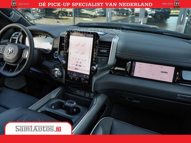 Dodge 1500 RAM Night Premium | Full Option | De Meest Luxe Pick-Up in zijn Klasse | 14.4 Inch Display | Luchtvering | 420PK 636 Nm | Comfortabele Dubbele Cabine met Royale 5 Zitplaatsen | BPM vrij | Nu Leverbaar uit Voorraad | Voorraad Nr 2233 - 7672