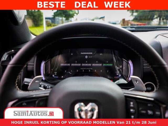 Dodge 1500 RAM GT EDITION | 5.7 HEMI V8 402PK | VIRTUAL COCKPIT | HEAD-UP | ADAPTIVE CRUISE | 360 CAMERA | TRX PACK | VOLLE UITVOERING Comfortabele Dubbele Cabine met Royale 5 Zitplaatsen | BPM vrij | Nu Leverbaar uit Voorraad | Voorraad Nr 2435