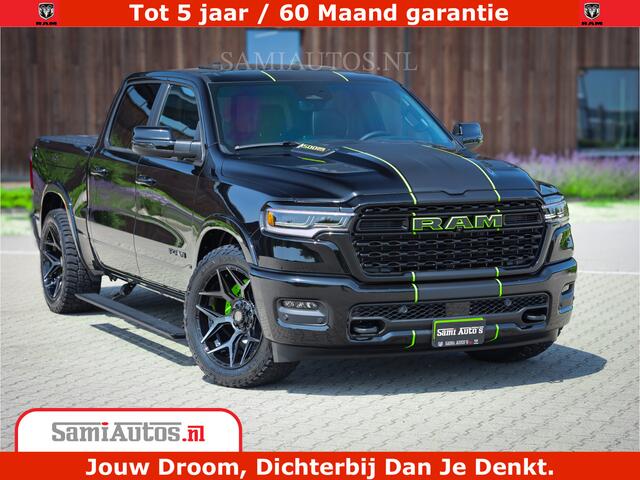 Dodge 1500 Ram Limited Night High Output 540HP 706Nm | Massage + Full Option | De Meest Luxe en Volle Pick-Up in zijn Klasse | Comfortabele Dubbele Cabine met Royale 5 Zitplaatsen | BPM vrij | Nu Leverbaar uit Voorraad | Voorraad Nr 2300 - 7689