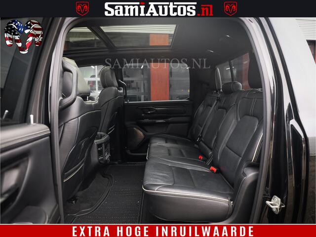 Dodge 1500 Ram LIMITED | 5.7 V8 4X4 | HUD | LUCHTVERING | 360CAM | HUD | DIGI CLUSTER | BINNENSPIEGEL CAMERA | CREWCAB | PANORAMA | AUTO TREEPLANK | ADAPTIVE CRUISE | LPG RAM VOL | BLACK ON BLACK