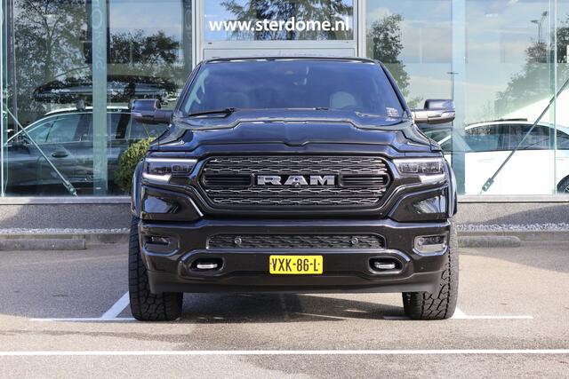 Dodge 1500 RAM 5.7 V8 4x4 l Crew Cab Limited 10th anniversary l LPG l Panoramadak l Head- Up l Trekhaak l LED l 360 Camera l Harman Kardon l Stoelverwarming I V + A I Wegklapbare treeplanken l Airco l Verwarmd stuurwiel Lederen bekleding I Zeer compleet! I