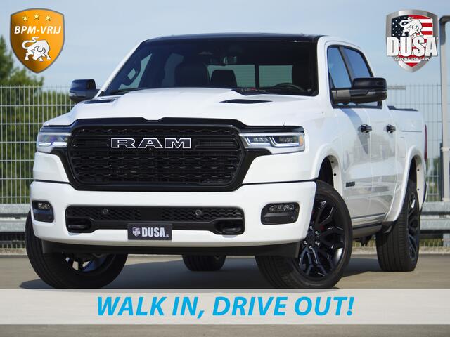 Dodge 1500 RAM | | Limited | Night | 3.0L Twin-Turbo I6 | High Output | | Passenger Display | 14,4 Touch Screen | Harman Kardon | RAMBOX Getoonde accessoires zijn verkrijgbaar tegen meerprijs