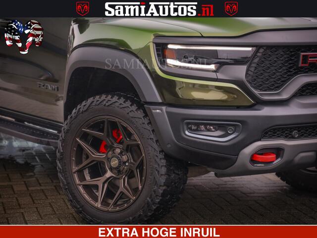 Dodge 1500 Ram TRX OLEA GREEN HELLCAT 6.2 V8 712PK | CARBON PACK | RODE STIKSELS | BOM VOL | 4PLAY WHEELS | DUBBELE CABINE | 5 PERSOONS DC | DE MOOISTE VAN NL |