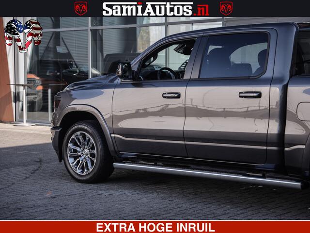 Dodge 1500 Ram LARAMIE SPORT | 5.7 V8 4X4 | 12 INCH MULTIMEDIA | MEMORY SEAT | BED STEP | 3500KG | GRANITE CRYSTAL | PRINS LPG | CRUISE | FULL LED | ALARM K3 | UITLAAT KLEP SYSTEEM ALS NIEUW!
