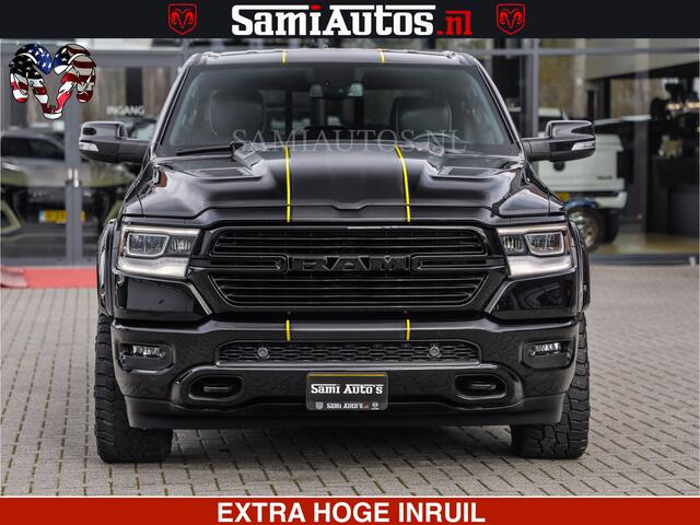 Dodge 1500 Ram HULK | 5.7 V8 | STRIPING | LUCHT VERING | LARAMIE SPORT BLACK ON BLACK | MEGA DIK | CREW CAB DUBBELE CABINE | 5 PERSOONS | DC | DIKKE WILEN | WIDE BODY |