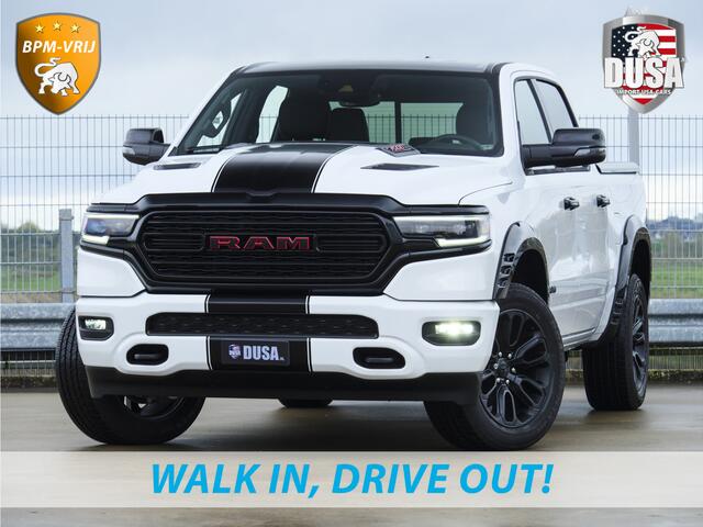 Dodge 1500 RAM | Limited | 5.7 V8 | HEMI | Night Edition | Panorama dak | Luchtvering | BPM-VRIJ | Bright white Getoonde accessoires zijn verkrijgbaar tegen meerprijs