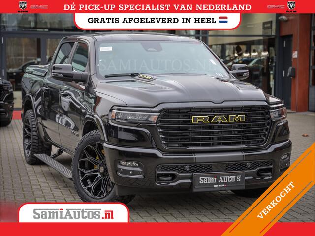 Dodge RAM PICKUP PREMIUM NIGHT | MAY 2025 BOM VOL + HUD & 14.4 INCH SCHERM | LUCHTVERING | 420PK 636 Nm | PRIJS MET LPG EN COVER EN GARANTIE | DUBBELE CABINE | PICK UP | 5 PERSOONS | DC | GRIJSKENTEKEN | VOORRAAD NR 2232 - 3424