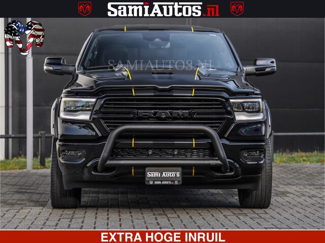 Dodge RAM PICKUP HULK PACK | BULLBAR | 5.7 V8 | HUD | PANO | DIGI CLUSTER | 360CAM | ADAPTIVE CRUISE | HEADUP | DIGITALE BINNENSPIEGEL | LARAMIE SPORT 4X4 | 3500KG | LEDER | LANE ASSIST | DODE HOEK INSTALLATIE |