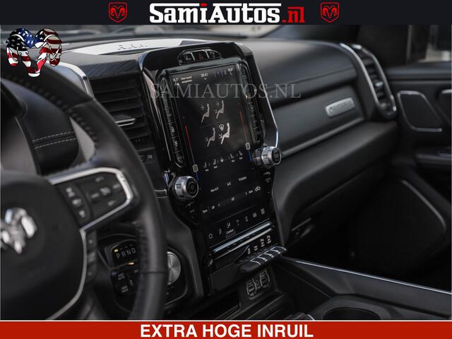 Dodge RAM PICKUP HULK PACK | BULLBAR | 5.7 V8 | HUD | PANO | DIGI CLUSTER | 360CAM | ADAPTIVE CRUISE | HEADUP | DIGITALE BINNENSPIEGEL | LARAMIE SPORT 4X4 | 3500KG | LEDER | LANE ASSIST | DODE HOEK INSTALLATIE |