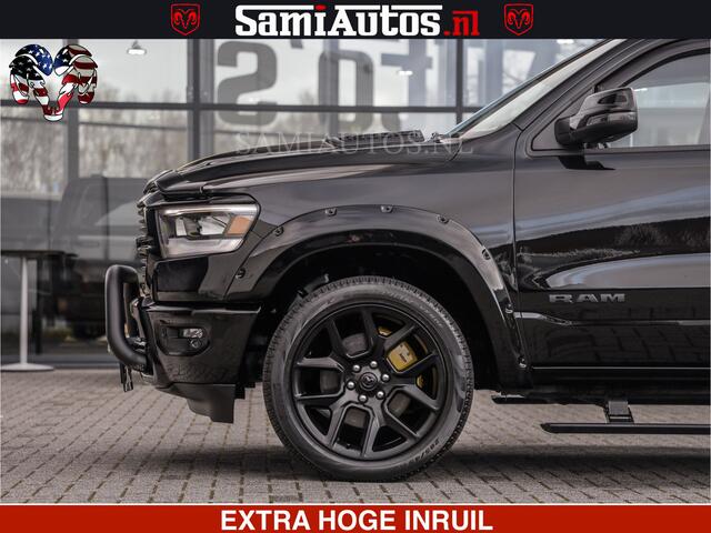 Dodge RAM PICKUP HULK PACK | BULLBAR | 5.7 V8 | HUD | PANO | DIGI CLUSTER | 360CAM | ADAPTIVE CRUISE | HEADUP | DIGITALE BINNENSPIEGEL | LARAMIE SPORT 4X4 | 3500KG | LEDER | LANE ASSIST | DODE HOEK INSTALLATIE |