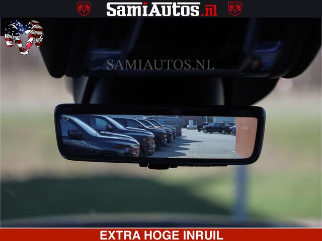 Dodge RAM PICKUP HULK PACK | BULLBAR | 5.7 V8 | HUD | PANO | DIGI CLUSTER | 360CAM | ADAPTIVE CRUISE | HEADUP | DIGITALE BINNENSPIEGEL | LARAMIE SPORT 4X4 | 3500KG | LEDER | LANE ASSIST | DODE HOEK INSTALLATIE |