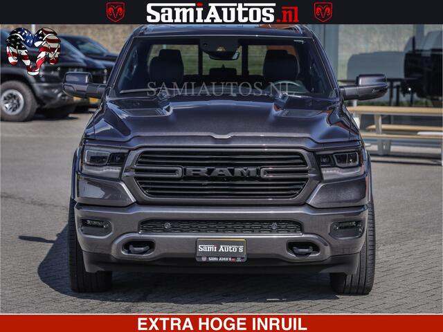 Dodge RAM PICKUP SPORT | 5.7 V8 4X4 | 22 ICH WHEELS | 12 INCH MULTIMEDIA | MEMORY SEAT | BED STEP | 3500KG | GRANITE CRYSTAL | PRINS LPG | CRUISE | FULL LED | ALARM K3 | UITLAAT KLEP SYSTEEM ALS NIEUW!