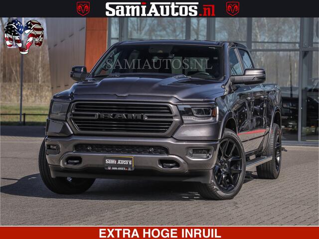 Dodge RAM PICKUP SPORT | 5.7 V8 4X4 | 22 ICH WHEELS | 12 INCH MULTIMEDIA | MEMORY SEAT | BED STEP | 3500KG | GRANITE CRYSTAL | PRINS LPG | CRUISE | FULL LED | ALARM K3 | UITLAAT KLEP SYSTEEM ALS NIEUW!