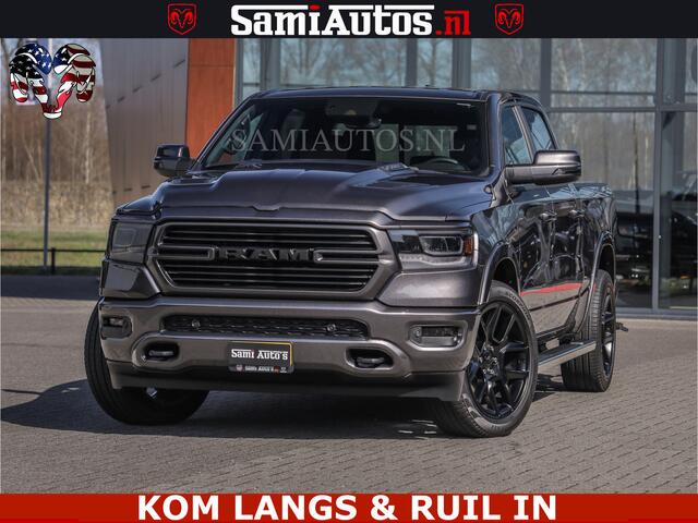 Dodge RAM PICKUP SPORT | 5.7 V8 4X4 | 22 ICH WHEELS | 12 INCH MULTIMEDIA | MEMORY SEAT | BED STEP | 3500KG | GRANITE CRYSTAL | PRINS LPG | CRUISE | FULL LED | ALARM K3 | UITLAAT KLEP SYSTEEM ALS NIEUW!