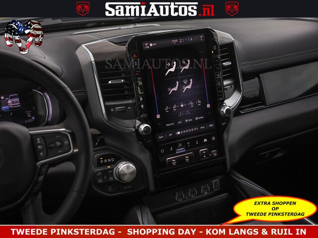 Dodge RAM PICKUP NIGHT PREMIUM | 426PK | STRIPING | LUCHTVERING | HUD | PANO | 360 CAM | Full Option | LIMITED WHEELS | De Meest Luxe Pick-Up in zijn Klasse | Comfortabele Dubbele Cabine met Royale 5 Zitplaatsen | EERSTE EIGENAAR | SMOKE PACK | BOM VOL |