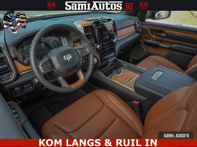 Dodge RAM PICKUP LONGHORN ® EDITION | NEW SADDLE LEATHER | VIRTUAL | HEAD UP | PANODAK | LUCHTVERING | BOM VOL | DC | 5,7L V8 HEMI 402 PK | CREW CAB | DUBBELE CABINE | 4X4 | 5 PERSOONS | GRIJSKENTEKEN | LIMITED