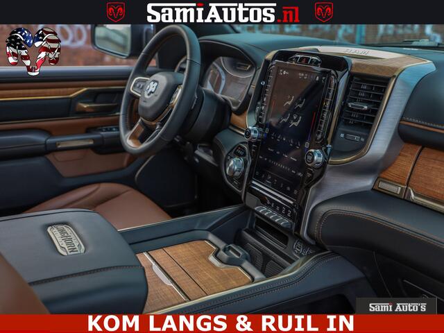 Dodge RAM PICKUP LONGHORN ® EDITION | NEW SADDLE LEATHER | VIRTUAL | HEAD UP | PANODAK | LUCHTVERING | BOM VOL | DC | 5,7L V8 HEMI 402 PK | CREW CAB | DUBBELE CABINE | 4X4 | 5 PERSOONS | GRIJSKENTEKEN | LIMITED