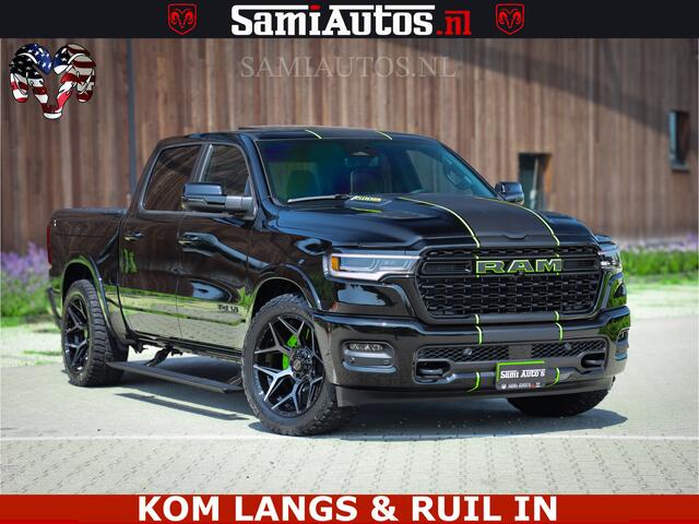 Dodge RAM PICKUP Limited Night High Output 540HP 706Nm | Massage + Full Option | De Meest Luxe en Volle Pick-Up in zijn Klasse | Comfortabele Dubbele Cabine met Royale 5 Zitplaatsen | BPM vrij | Nu Leverbaar uit Voorraad | Voorraad Nr 2300 - 7689 | De specialist in Amerik