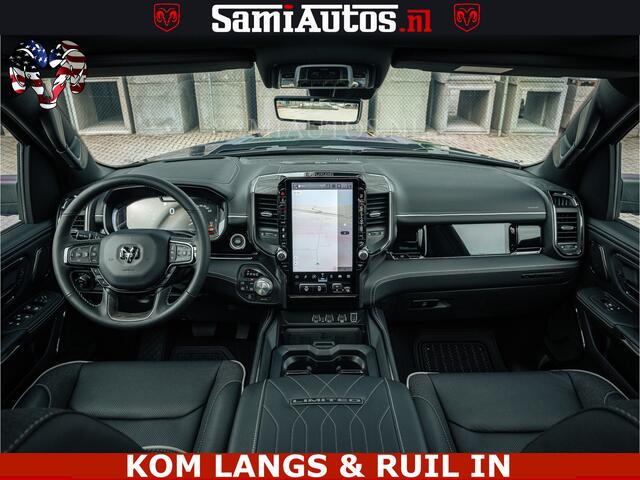 Dodge RAM PICKUP LIMITED NIGHT H.O 540HP 706Nm | Massage + Full Option | De Meest Luxe en Volle Pick-Up in zijn Klasse | Comfortabele Dubbele Cabine met Royale 5 Zitplaatsen | BPM vrij | Nu Leverbaar uit Voorraad | Voorraad Nr 2370 - 5411 | De specialist in Amerikaanse pi