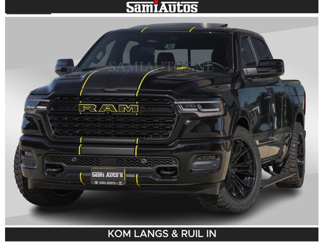 Dodge RAM PICKUP Limited Night H.O 540HP 706Nm | Massage + Full Option | De Meest Luxe en Volle Pick-Up in zijn Klasse | Comfortabele Dubbele Cabine met Royale 5 Zitplaatsen | BPM vrij | Nu Leverbaar uit Voorraad | Voorraad Nr 2356 - 0990 | De specialist in Amerikaanse pick-ups in Nederland en Europa.