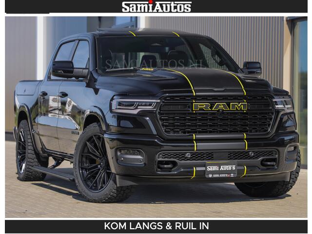 Dodge RAM PICKUP Limited Night H.O 540HP 706Nm | Massage + Full Option | De Meest Luxe en Volle Pick-Up in zijn Klasse | Comfortabele Dubbele Cabine met Royale 5 Zitplaatsen | BPM vrij | Nu Leverbaar uit Voorraad | Voorraad Nr 2356 - 0990 | De specialist in Amerikaanse pick-ups in Nederland en Europa.