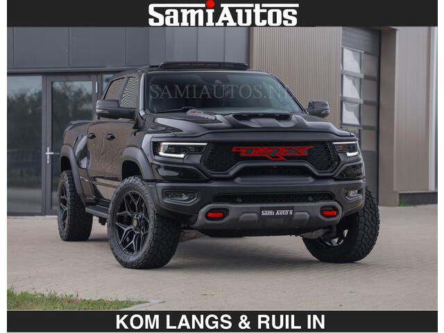 Dodge RAM PICKUP TRX HELLCAT | 6.2 V8 712PK SUPERCHARGER | RODE STIKSELS | FULLY LOADED | CARBON | CREW CAB | DUBBELE CABINE | 5 PERSOONS | De specialist in Amerikaanse pick-ups in Nederland en Europa.