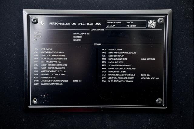 Ferrari F8 Spider 3.9 V8 | Passenger | Lift | Apple Carplay | Daytona Racing Seats