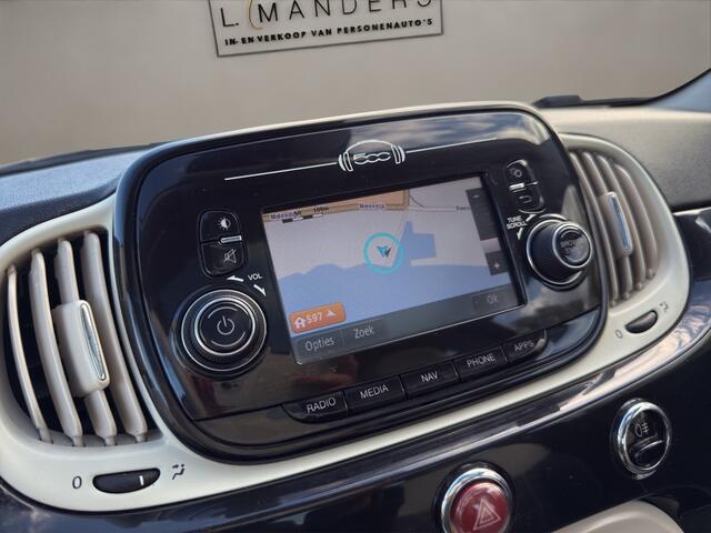 Fiat 500 1.2 Lounge 2018 ZWART | Navigatie | Panoramadak