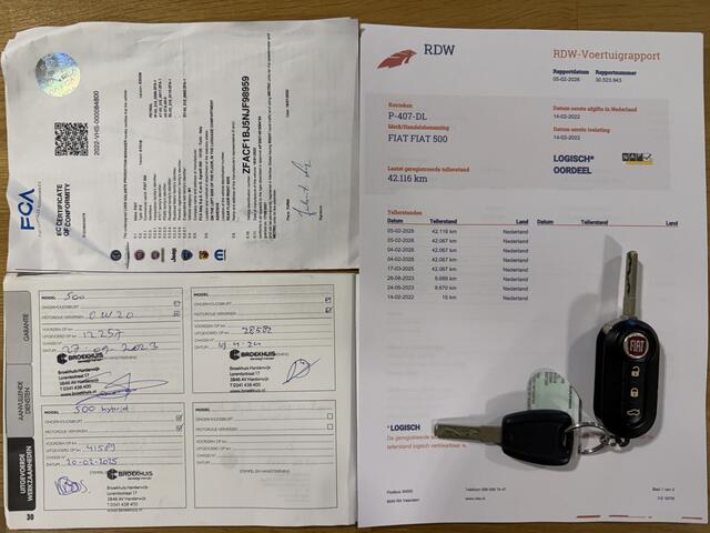Fiat 500 1.0 Hybrid Cult / Rijklaarprijs / NAP / LMV / Airco