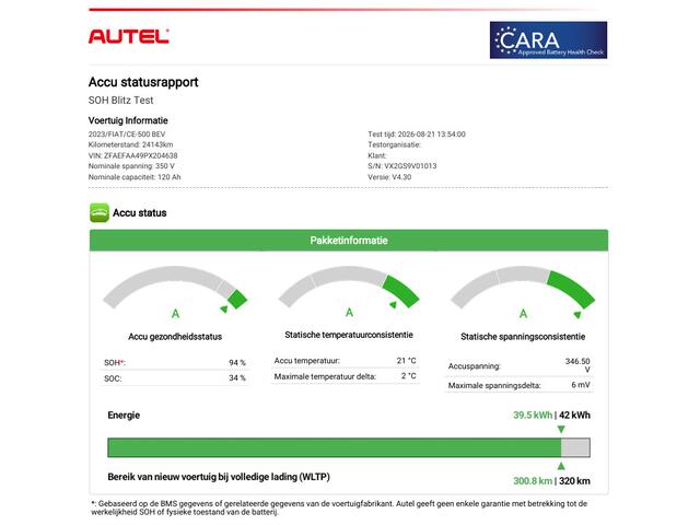Fiat 500 La Prima 42 kWh / SOH 94% / Apple Carplay/Android Auto / Achteruitrijcamera / Adaptieve Cruise Control / Lichtmetalen Velgen 17" / Navigatie / 3-fase / Snelladen /
