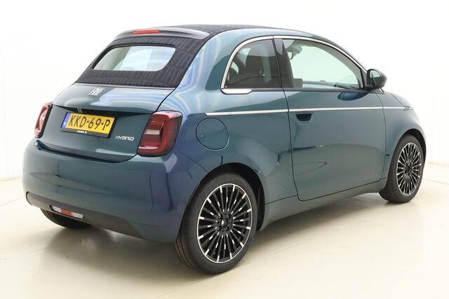 Fiat 500 1.0 Hybrid La Prima | Cabrio | Lederen bekleding | Keyless | Camera | Cruise control | Lichtmetalen velgen | Navigatie | Draadloze apple carplay/android auto | JBL audio