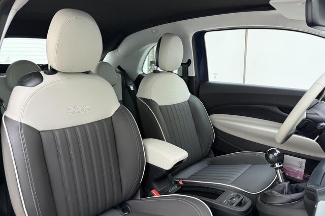 Fiat 500 1.0 Hybrid La Prima | Cabrio | Lederen bekleding | Keyless | Camera | Cruise control | Lichtmetalen velgen | Navigatie | Draadloze apple carplay/android auto | JBL audio