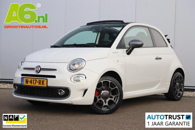 Fiat 500C 1.0 Hybrid Sport Cabrio 16 inch LMV Half Leder Navigatie Carplay Android Climate Cruise Control Rode Remklauwen Super Netjes!