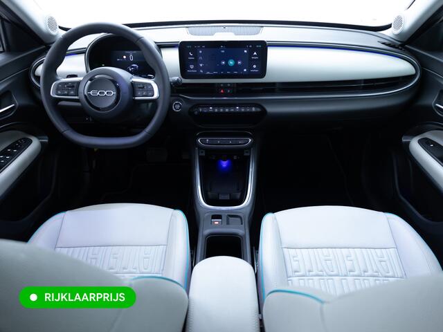 Fiat 600 1.2 Hybrid La Prima | Leer | Stoelverw. | Camera | Adap. Cruise | Sfeerverlichting | Elec. verst. best. stoel met massage en lendesteun | Apple Carplay/Android auto, Navigatie, Led, PDC V+ A, Keyless entry & start