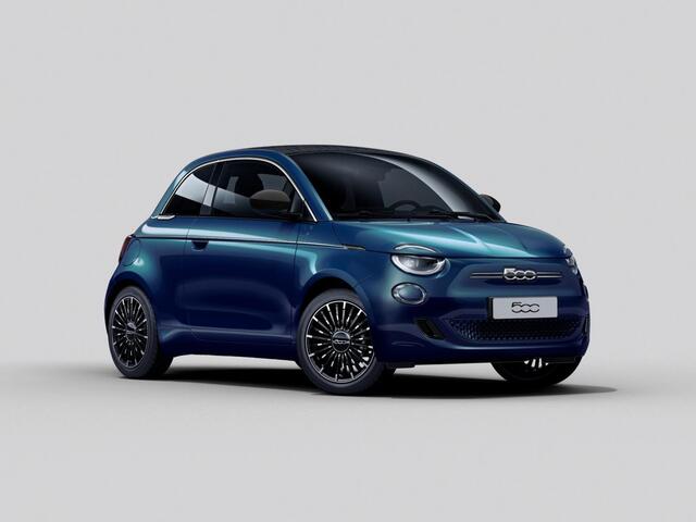 Fiat E-500 Cabrio La Prima 42 kWh | Clima | LED | PDC | JBL Premium Audio | 17" | Camera | BSM | Canneloni Ivory/Piombo interieur