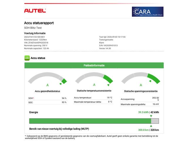 Fiat E-500 La Prima 42 kWh / SOH 94% / Apple Carplay/Android Auto / Achteruitrijcamera / Adaptieve Cruise Control / Lichtmetalen Velgen 17" / Navigatie / 3-fase / Snelladen /
