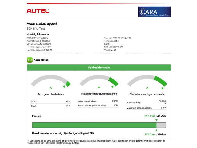 Fiat E-500 La Prima 42 kWh / SOH 93% / Apple Carplay/Android Auto / Achteruitrijcamera / Adaptieve Cruise Control / Lichtmetalen Velgen 17" / Navigatie / 3-fase / Snelladen /