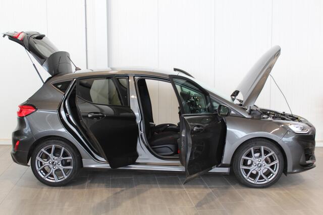 Ford FIESTA 1.0-125pk EcoBoost Mild-Hybrid ST-Line. Luxe, sportieve en goed onderhouden Fiesta ! Autm. airco, Cruise control, Lane assist, 17" Lmv, Parkeersensoren Achter, Metallic lak, Navigatie by Apple/Android, LED verlichting etc.