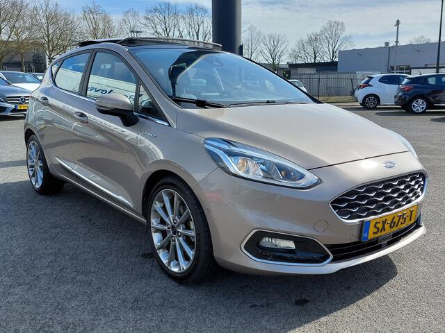 Ford FIESTA 1.0 EcoBoost 101pk Automaat Vignale 5-Deurs | Navi | Apple Carplay+Android Auto | B&O Sound | Clima | Adap.Cruise | Leder+Stoelverwarming | Panorama Schuifdak | Pdc V+A+Assist+Camera | 17''lm
