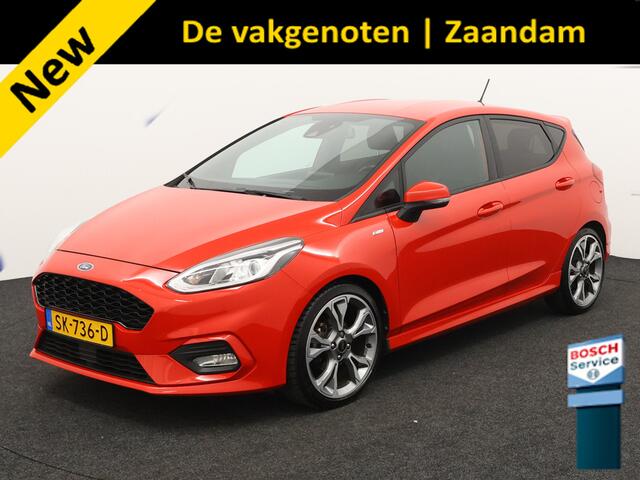 Ford FIESTA 1.0 EcoBoost ST-Line carplay, bluetooth, airco, cruise control, spoiler, bandenspanningscontrolesysteem, boordcomputer, brake assist system, hill hold functie, buitenspiegels elektrisch verstel- en verwarmbaar, e Super mooi rood, met alle functies erop di