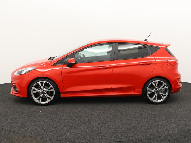 Ford FIESTA 1.0 EcoBoost ST-Line carplay, bluetooth, airco, cruise control, spoiler, bandenspanningscontrolesysteem, boordcomputer, brake assist system, hill hold functie, buitenspiegels elektrisch verstel- en verwarmbaar, e Super mooi rood, met alle functies erop di